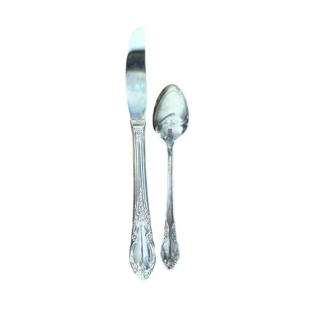 Oneida Hollow Handle Youth Knife & Five O Clock Teaspoon Enchantment-Londontown